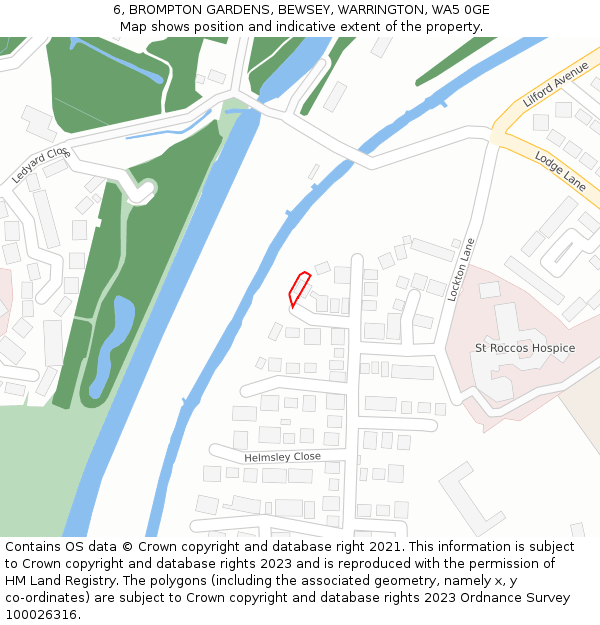 6, BROMPTON GARDENS, BEWSEY, WARRINGTON, WA5 0GE: Location map and indicative extent of plot