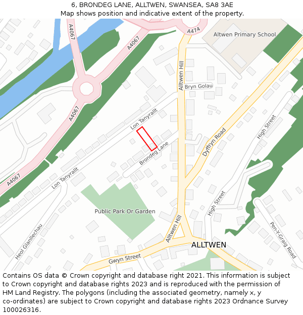 6, BRONDEG LANE, ALLTWEN, SWANSEA, SA8 3AE: Location map and indicative extent of plot