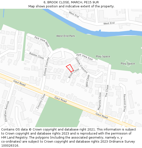 6, BROOK CLOSE, MARCH, PE15 9UR: Location map and indicative extent of plot