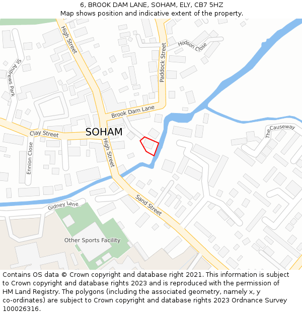 6, BROOK DAM LANE, SOHAM, ELY, CB7 5HZ: Location map and indicative extent of plot
