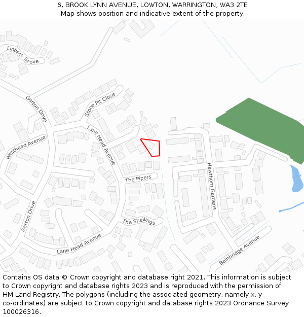 6, BROOK LYNN AVENUE, LOWTON, WARRINGTON, WA3 2TE: Location map and indicative extent of plot