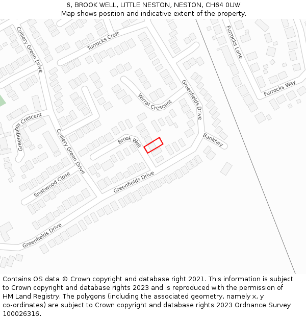 6, BROOK WELL, LITTLE NESTON, NESTON, CH64 0UW: Location map and indicative extent of plot