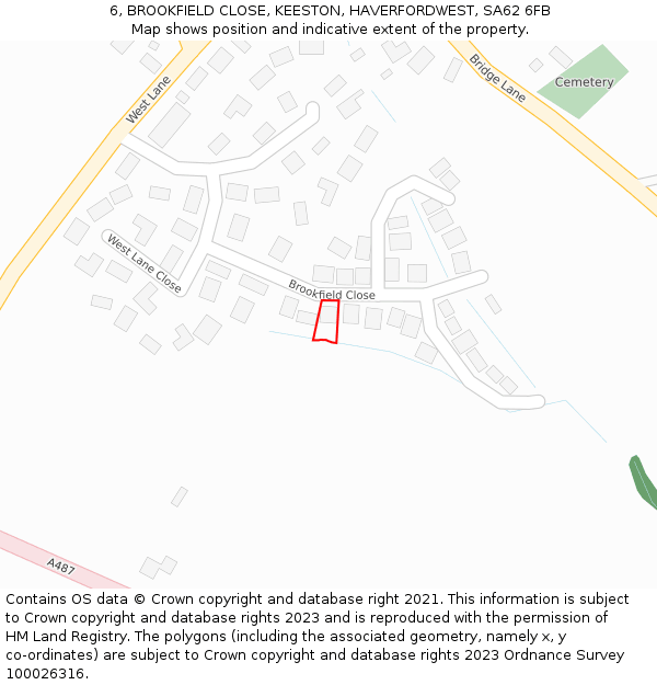 6, BROOKFIELD CLOSE, KEESTON, HAVERFORDWEST, SA62 6FB: Location map and indicative extent of plot