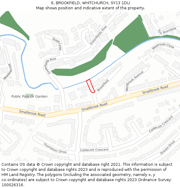 6, BROOKFIELD, WHITCHURCH, SY13 1DU: Location map and indicative extent of plot