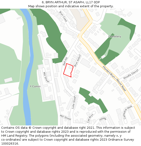 6, BRYN ARTHUR, ST ASAPH, LL17 0DP: Location map and indicative extent of plot