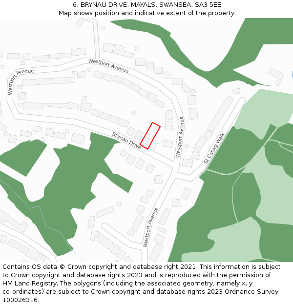 6, BRYNAU DRIVE, MAYALS, SWANSEA, SA3 5EE: Location map and indicative extent of plot