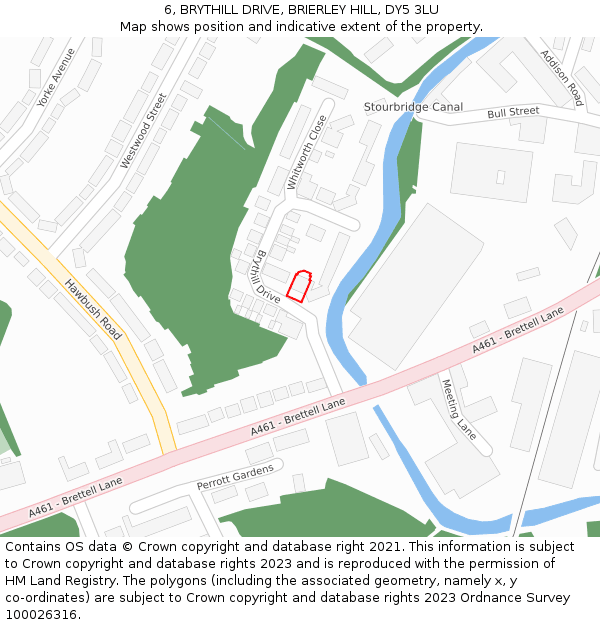 6, BRYTHILL DRIVE, BRIERLEY HILL, DY5 3LU: Location map and indicative extent of plot