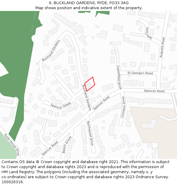 6, BUCKLAND GARDENS, RYDE, PO33 3AG: Location map and indicative extent of plot