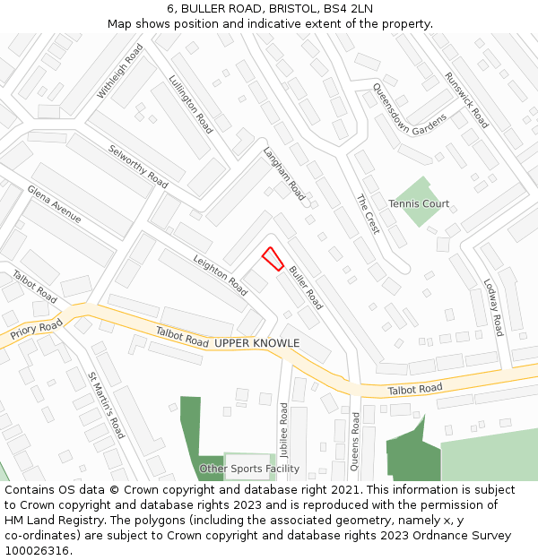 6, BULLER ROAD, BRISTOL, BS4 2LN: Location map and indicative extent of plot