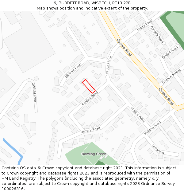 6, BURDETT ROAD, WISBECH, PE13 2PR: Location map and indicative extent of plot