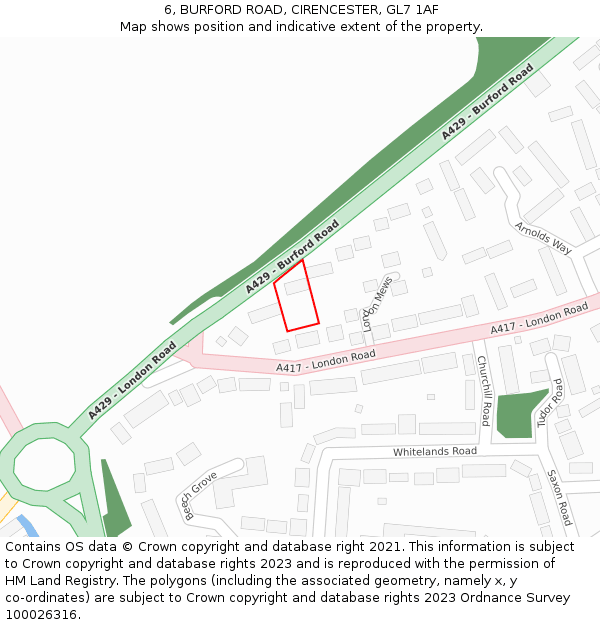 6, BURFORD ROAD, CIRENCESTER, GL7 1AF: Location map and indicative extent of plot