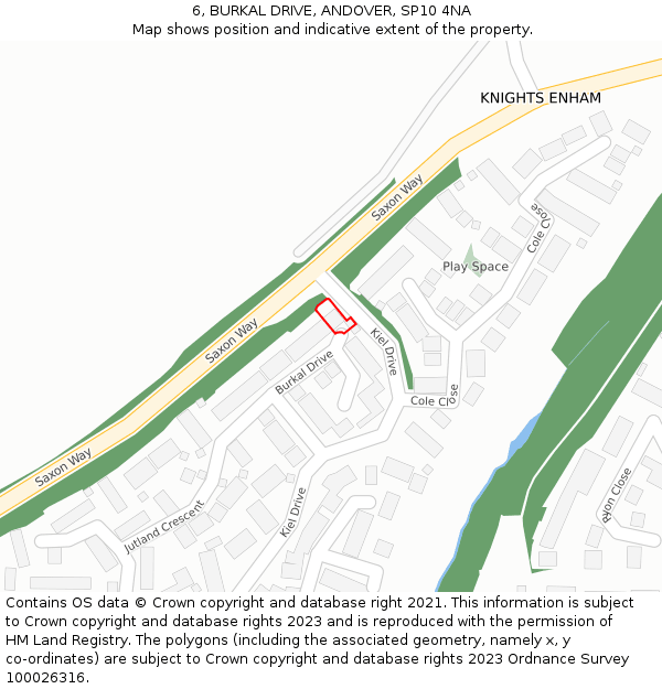 6, BURKAL DRIVE, ANDOVER, SP10 4NA: Location map and indicative extent of plot