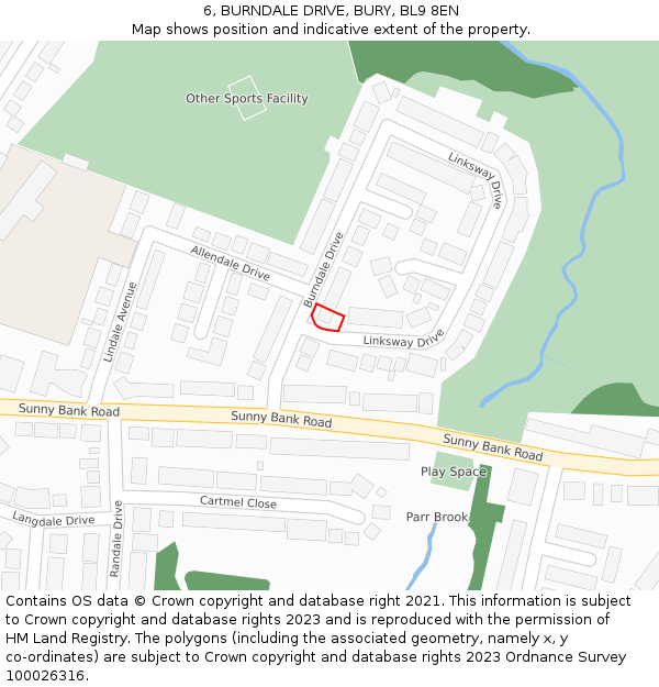 6, BURNDALE DRIVE, BURY, BL9 8EN: Location map and indicative extent of plot