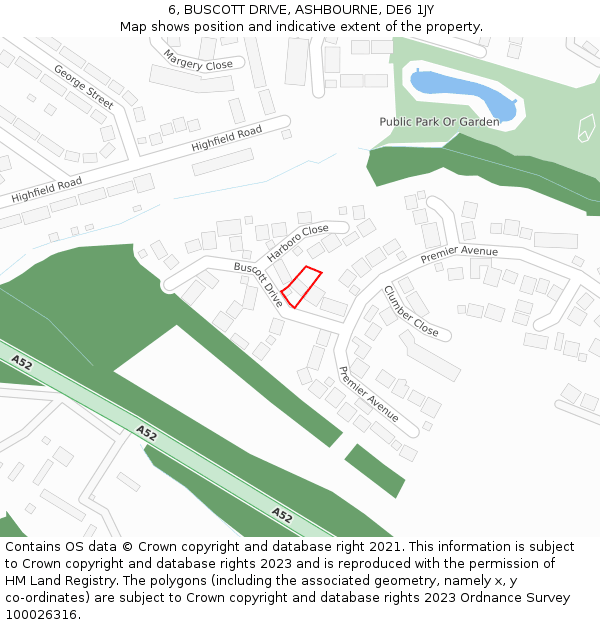 6, BUSCOTT DRIVE, ASHBOURNE, DE6 1JY: Location map and indicative extent of plot