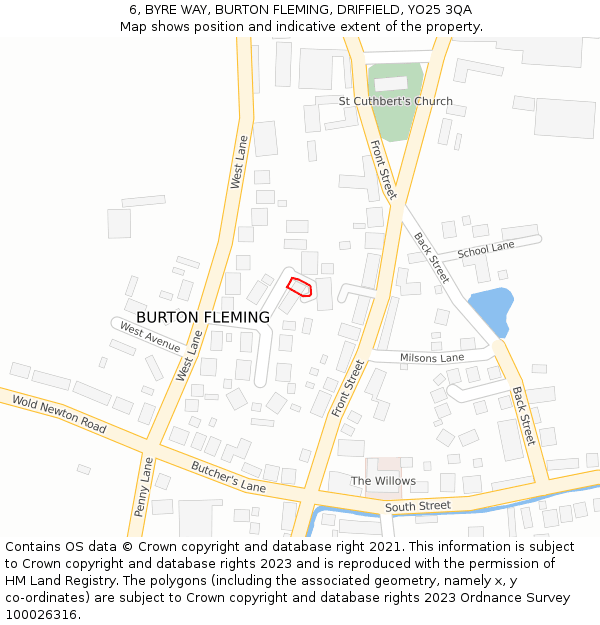 6, BYRE WAY, BURTON FLEMING, DRIFFIELD, YO25 3QA: Location map and indicative extent of plot