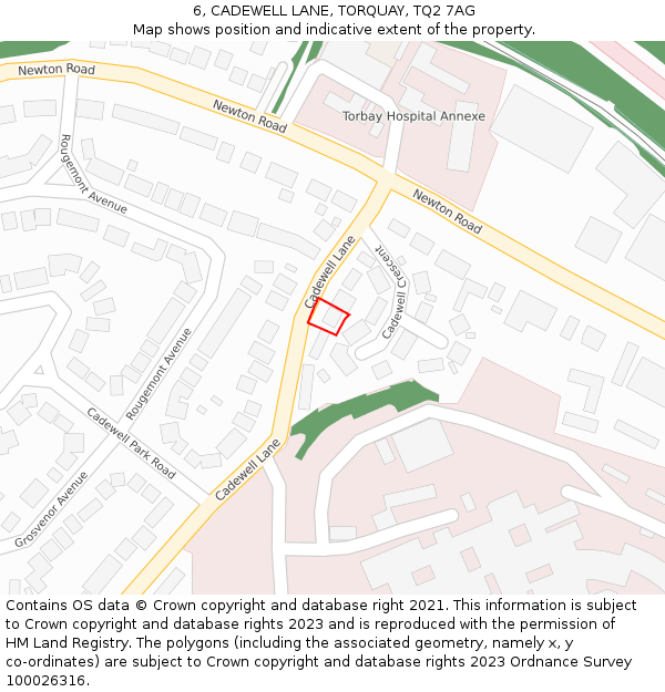 6, CADEWELL LANE, TORQUAY, TQ2 7AG: Location map and indicative extent of plot