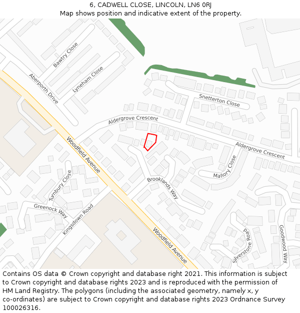 6, CADWELL CLOSE, LINCOLN, LN6 0RJ: Location map and indicative extent of plot