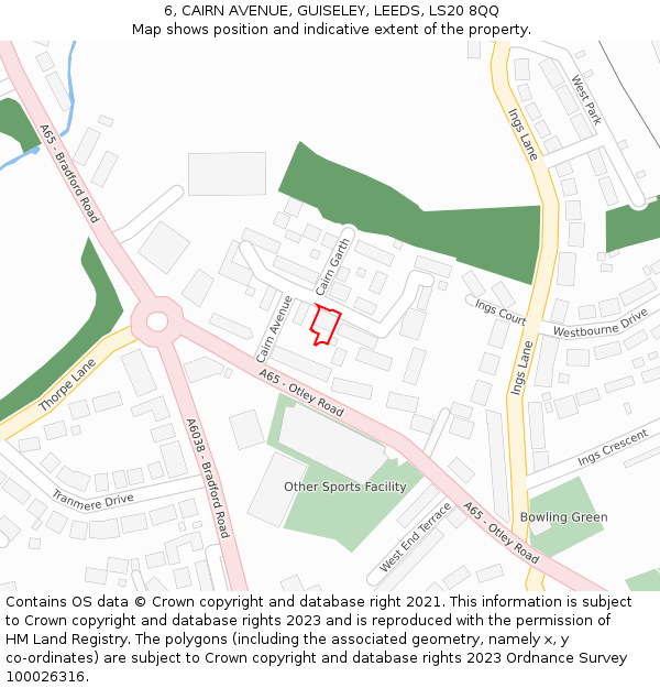 6, CAIRN AVENUE, GUISELEY, LEEDS, LS20 8QQ: Location map and indicative extent of plot