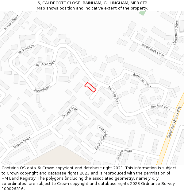 6, CALDECOTE CLOSE, RAINHAM, GILLINGHAM, ME8 8TP: Location map and indicative extent of plot