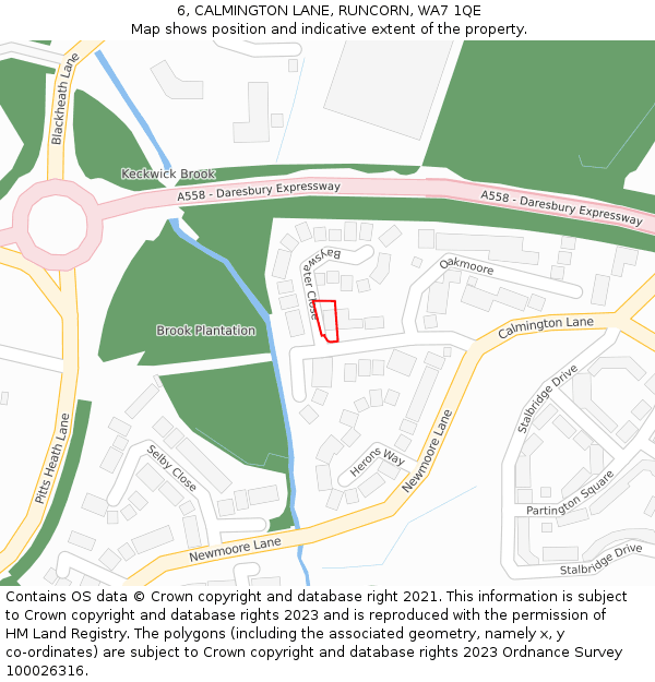 6, CALMINGTON LANE, RUNCORN, WA7 1QE: Location map and indicative extent of plot