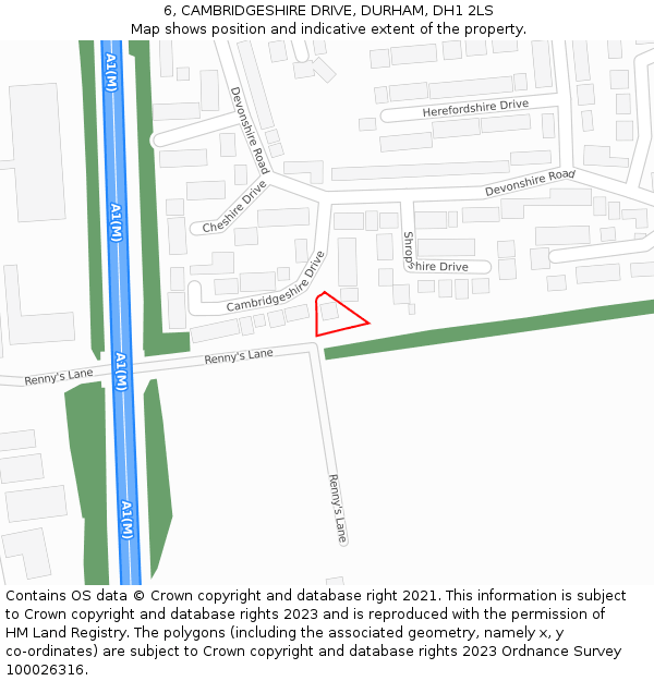 6, CAMBRIDGESHIRE DRIVE, DURHAM, DH1 2LS: Location map and indicative extent of plot