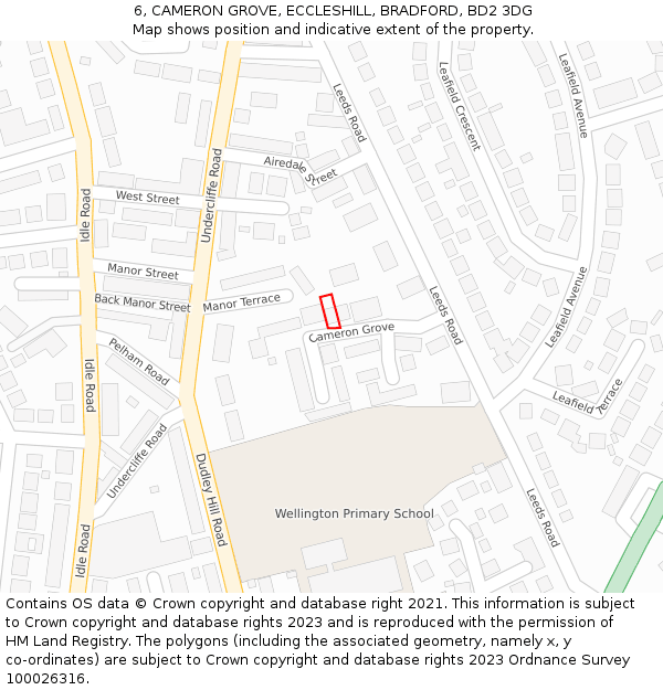 6, CAMERON GROVE, ECCLESHILL, BRADFORD, BD2 3DG: Location map and indicative extent of plot