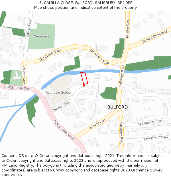 6, CAMILLA CLOSE, BULFORD, SALISBURY, SP4 9PE: Location map and indicative extent of plot