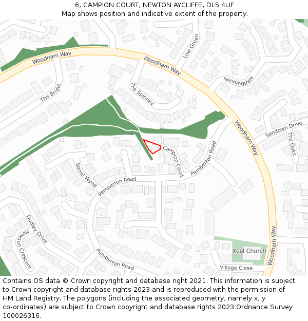 6, CAMPION COURT, NEWTON AYCLIFFE, DL5 4UF: Location map and indicative extent of plot