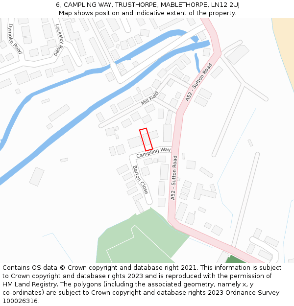 6, CAMPLING WAY, TRUSTHORPE, MABLETHORPE, LN12 2UJ: Location map and indicative extent of plot