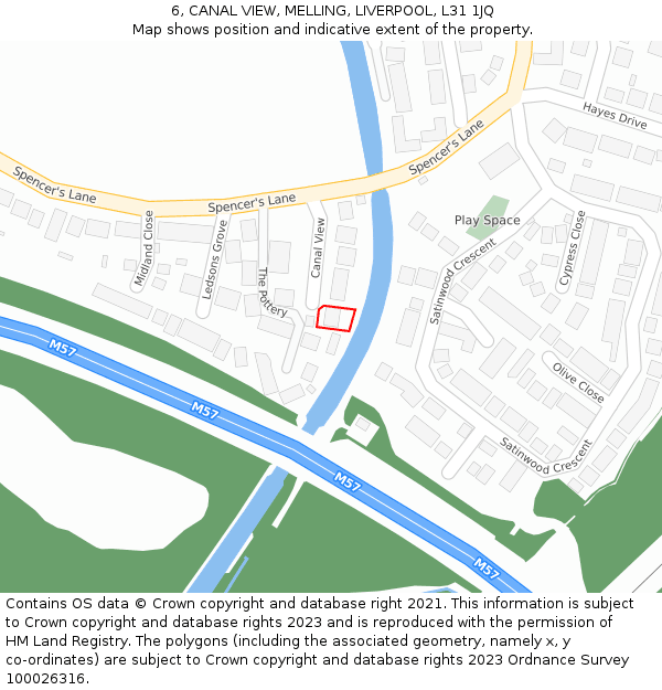 6, CANAL VIEW, MELLING, LIVERPOOL, L31 1JQ: Location map and indicative extent of plot