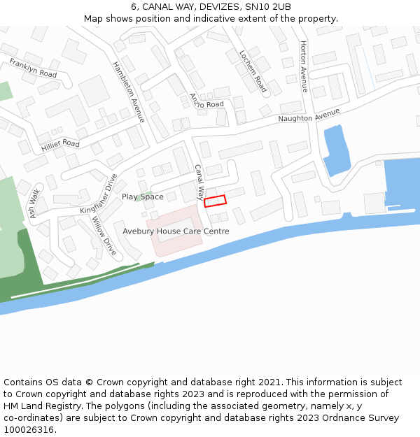 6, CANAL WAY, DEVIZES, SN10 2UB: Location map and indicative extent of plot