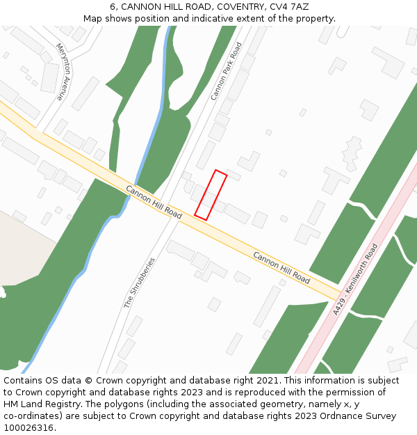 6, CANNON HILL ROAD, COVENTRY, CV4 7AZ: Location map and indicative extent of plot