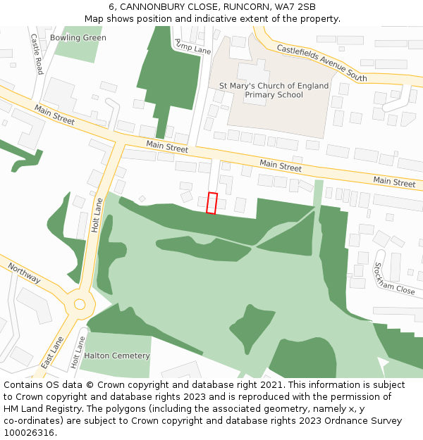 6, CANNONBURY CLOSE, RUNCORN, WA7 2SB: Location map and indicative extent of plot