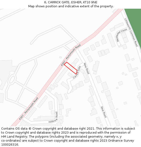 6, CARRICK GATE, ESHER, KT10 9NE: Location map and indicative extent of plot