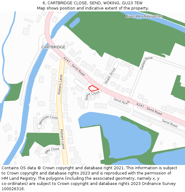 6, CARTBRIDGE CLOSE, SEND, WOKING, GU23 7EW: Location map and indicative extent of plot