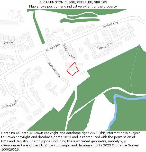 6, CARTINGTON CLOSE, PETERLEE, SR8 1PG: Location map and indicative extent of plot