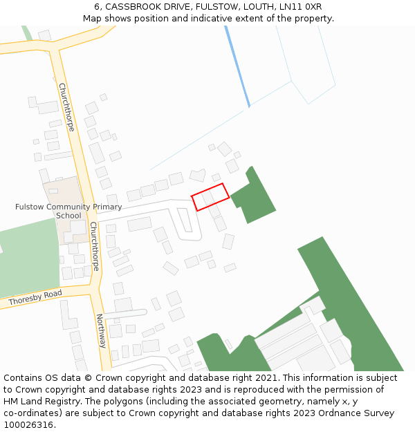 6, CASSBROOK DRIVE, FULSTOW, LOUTH, LN11 0XR: Location map and indicative extent of plot