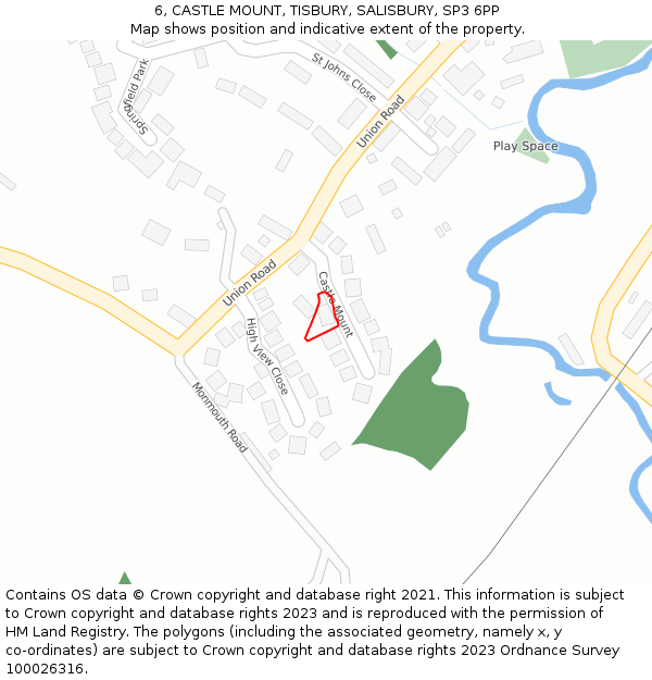 6, CASTLE MOUNT, TISBURY, SALISBURY, SP3 6PP: Location map and indicative extent of plot