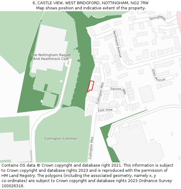 6, CASTLE VIEW, WEST BRIDGFORD, NOTTINGHAM, NG2 7RW: Location map and indicative extent of plot