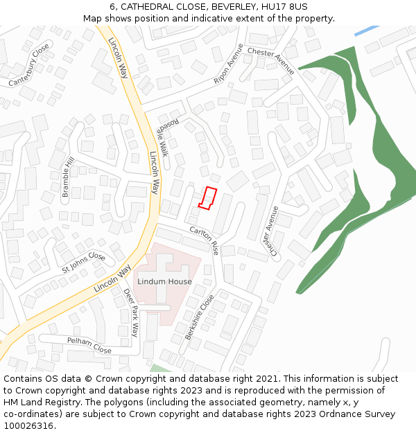 6, CATHEDRAL CLOSE, BEVERLEY, HU17 8US: Location map and indicative extent of plot