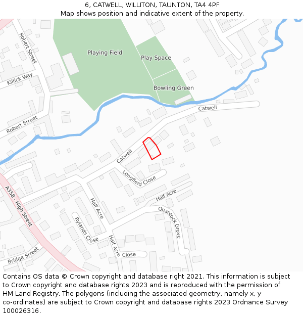 6, CATWELL, WILLITON, TAUNTON, TA4 4PF: Location map and indicative extent of plot