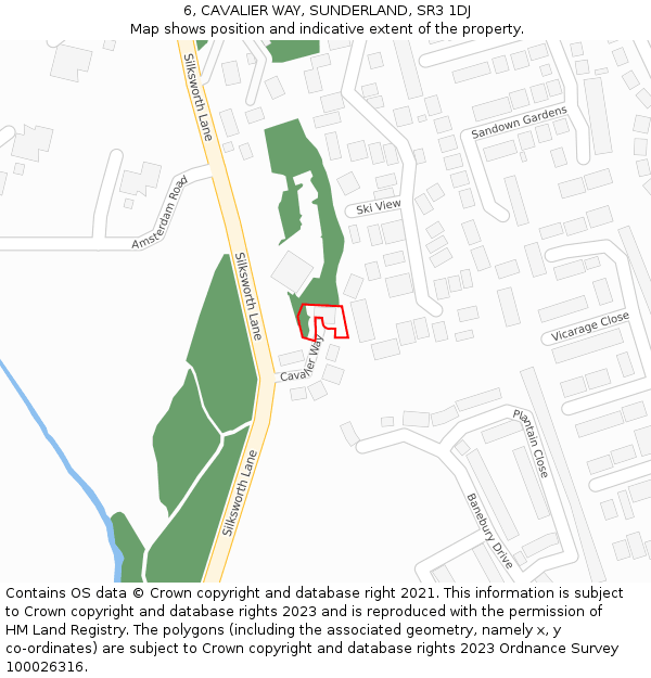 6, CAVALIER WAY, SUNDERLAND, SR3 1DJ: Location map and indicative extent of plot