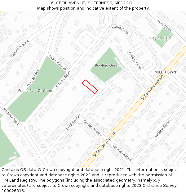 6, CECIL AVENUE, SHEERNESS, ME12 1DU: Location map and indicative extent of plot