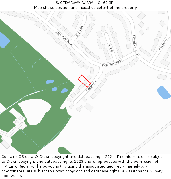6, CEDARWAY, WIRRAL, CH60 3RH: Location map and indicative extent of plot