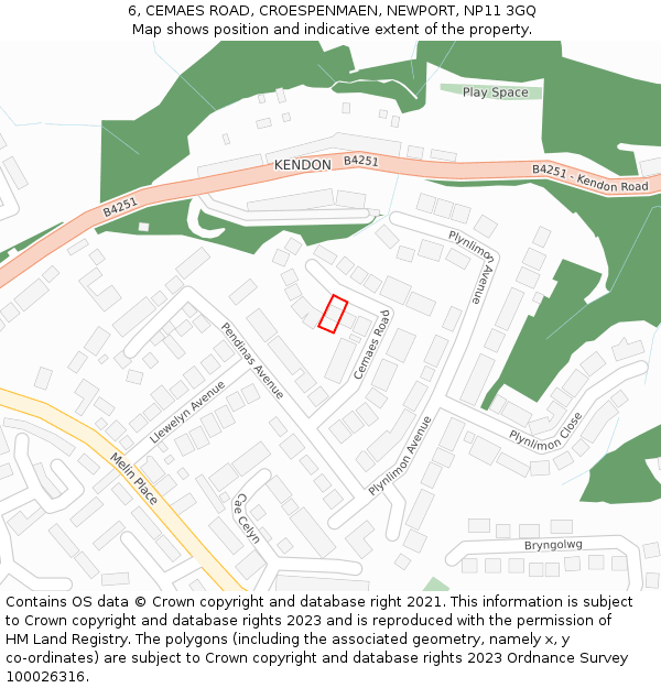 6, CEMAES ROAD, CROESPENMAEN, NEWPORT, NP11 3GQ: Location map and indicative extent of plot