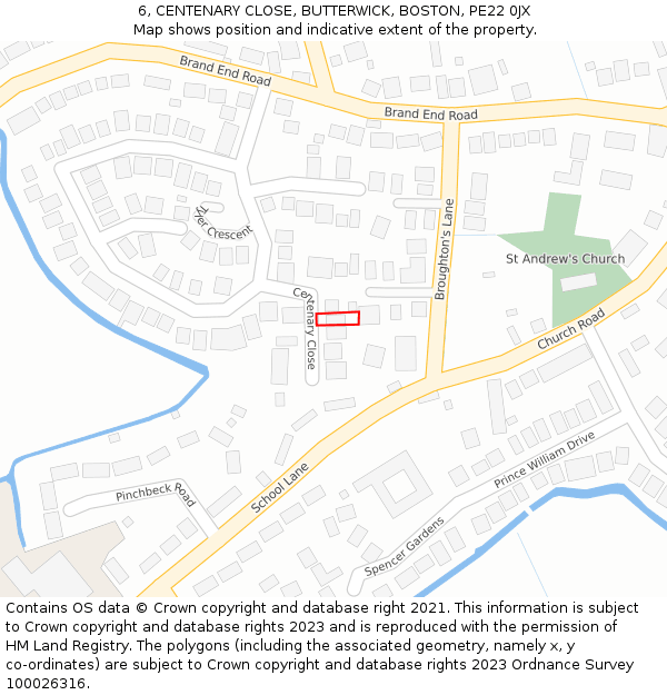 6, CENTENARY CLOSE, BUTTERWICK, BOSTON, PE22 0JX: Location map and indicative extent of plot