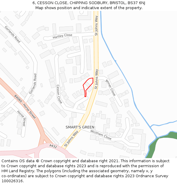 6, CESSON CLOSE, CHIPPING SODBURY, BRISTOL, BS37 6NJ: Location map and indicative extent of plot