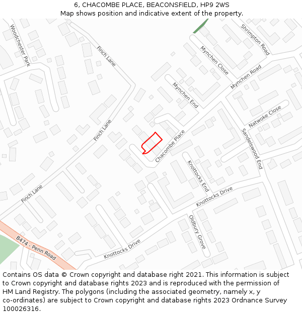 6, CHACOMBE PLACE, BEACONSFIELD, HP9 2WS: Location map and indicative extent of plot