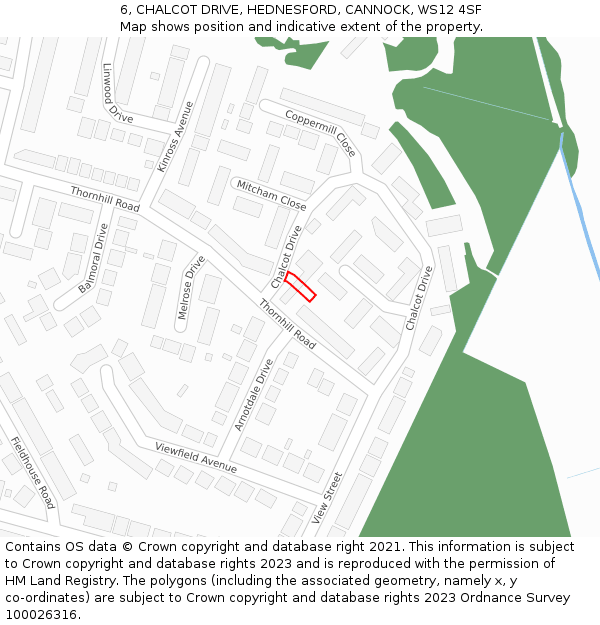 6, CHALCOT DRIVE, HEDNESFORD, CANNOCK, WS12 4SF: Location map and indicative extent of plot