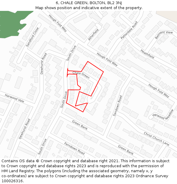 6, CHALE GREEN, BOLTON, BL2 3NJ: Location map and indicative extent of plot